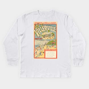 Villerville France Railroad Vintage Poster 1890 Kids Long Sleeve T-Shirt